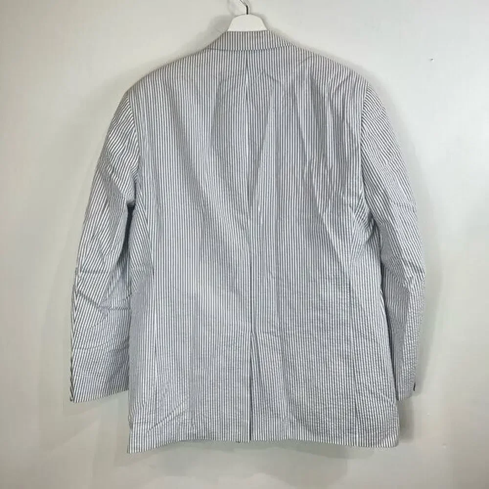 Mens Paul Fredrick Business Causal Suit Jacket White/Gray Striped 41 Regular 41R